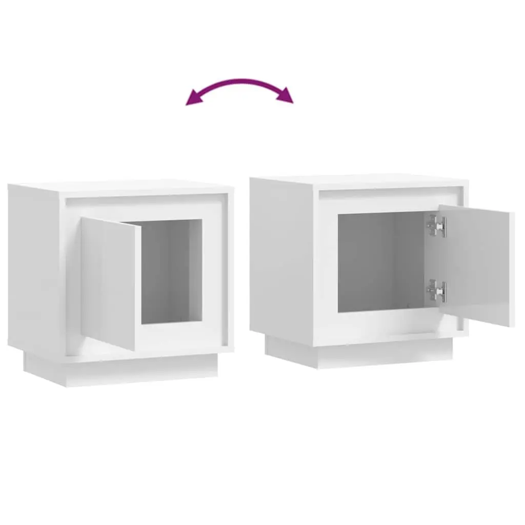 Bedside Cabinets White 44x35x45cm Engineered Wood Modern Nightstand Storage Cabinet Set of 2