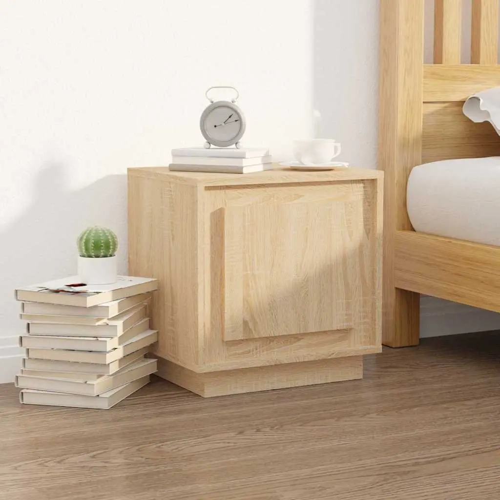 Bedside Cabinets Brown 44x35x45 cm Engineered Wood 2 Piece Modern Nightstand Storage Table