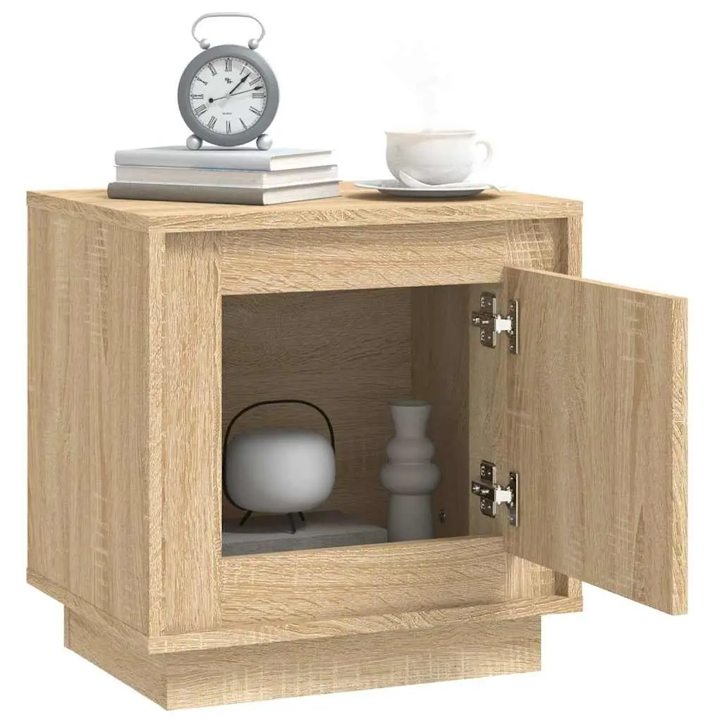 Bedside Cabinets Brown 44x35x45 cm Engineered Wood 2 Piece Modern Nightstand Storage Table