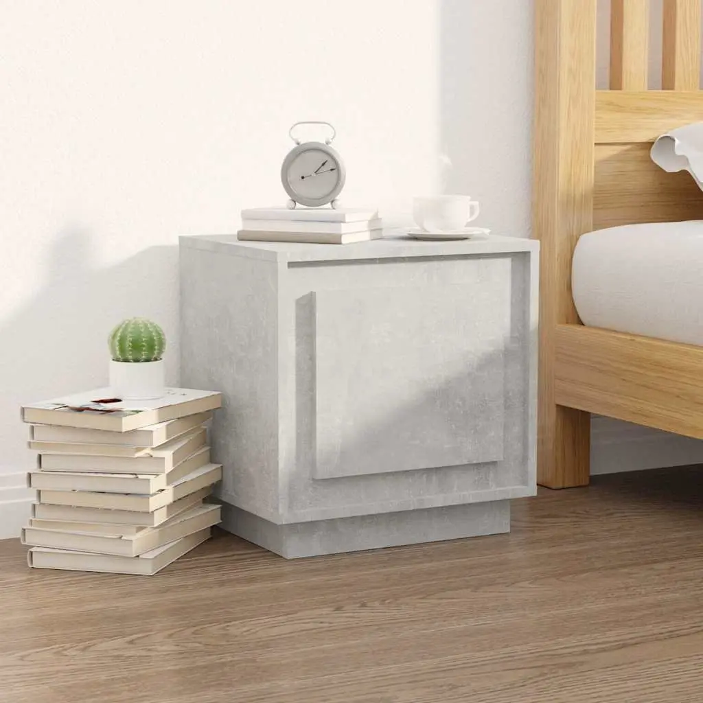 Bedside Cabinet Grey 44x35x45cm Engineered Wood Nightstand Storage Table Set of 2