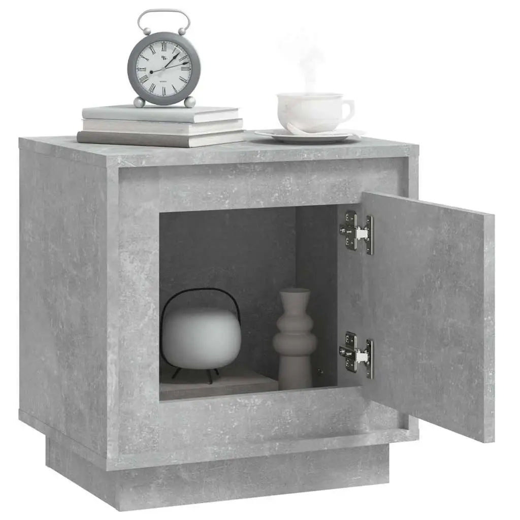 Bedside Cabinet Grey 44x35x45cm Engineered Wood Nightstand Storage Table Set of 2