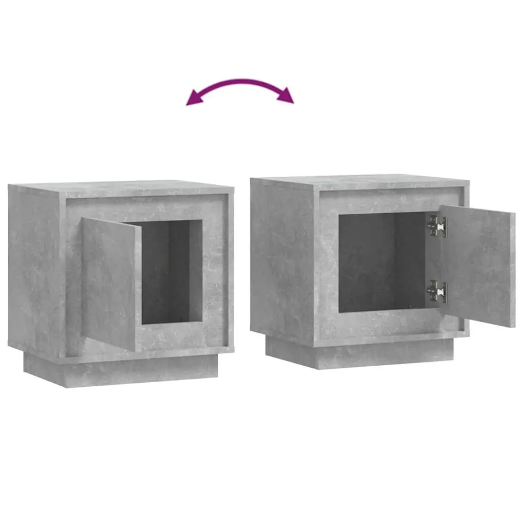 Bedside Cabinet Grey 44x35x45cm Engineered Wood Nightstand Storage Table Set of 2