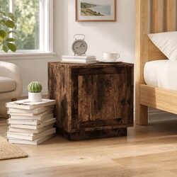 Modern Smoked Oak Brown Bedside Cabinet Nightstand