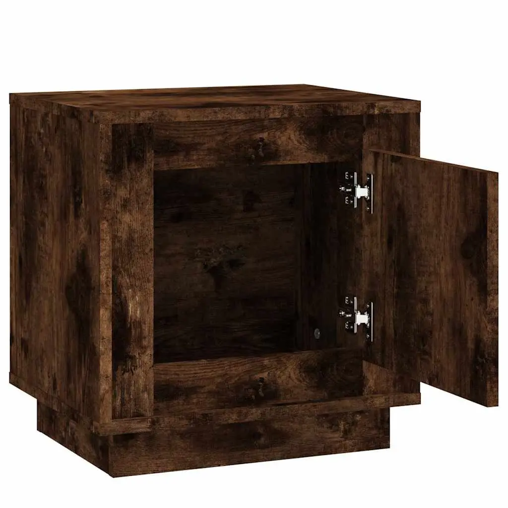 Bedside Cabinets Brown Modern Nightstand Storage Table 2 Piece Engineered Wood