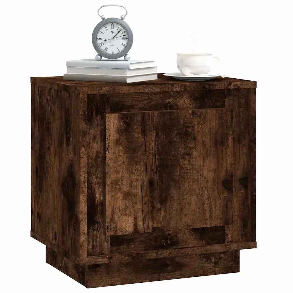 Bedside Cabinets Brown Modern Nightstand Storage Table 2 Piece Engineered Wood