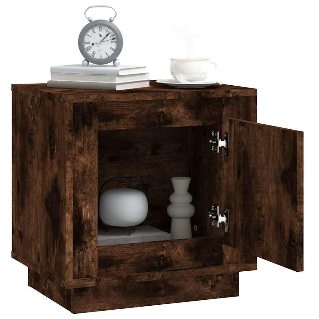 Bedside Cabinets Brown Modern Nightstand Storage Table 2 Piece Engineered Wood