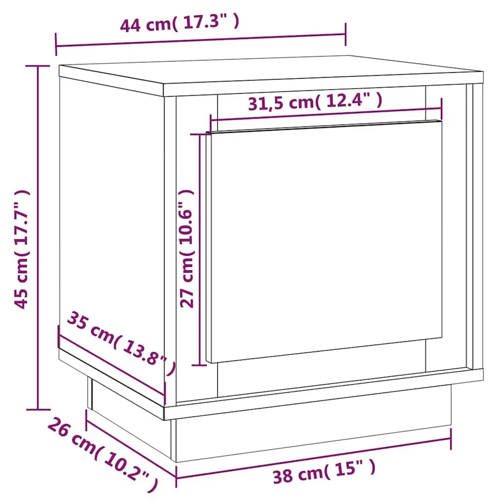 Bedside Cabinet Grey Engineered Wood Nightstand Storage Door Organizer 2 Piece