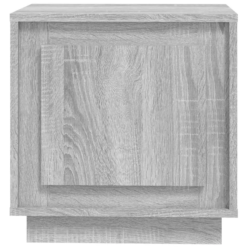 Bedside Cabinet Grey Engineered Wood Nightstand Storage Door Organizer 2 Piece