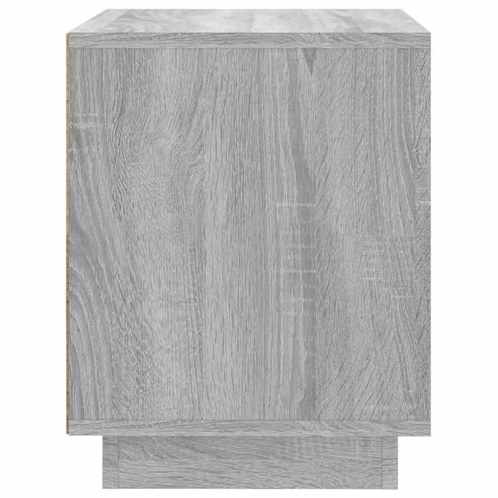 Bedside Cabinet Grey Engineered Wood Nightstand Storage Door Organizer 2 Piece