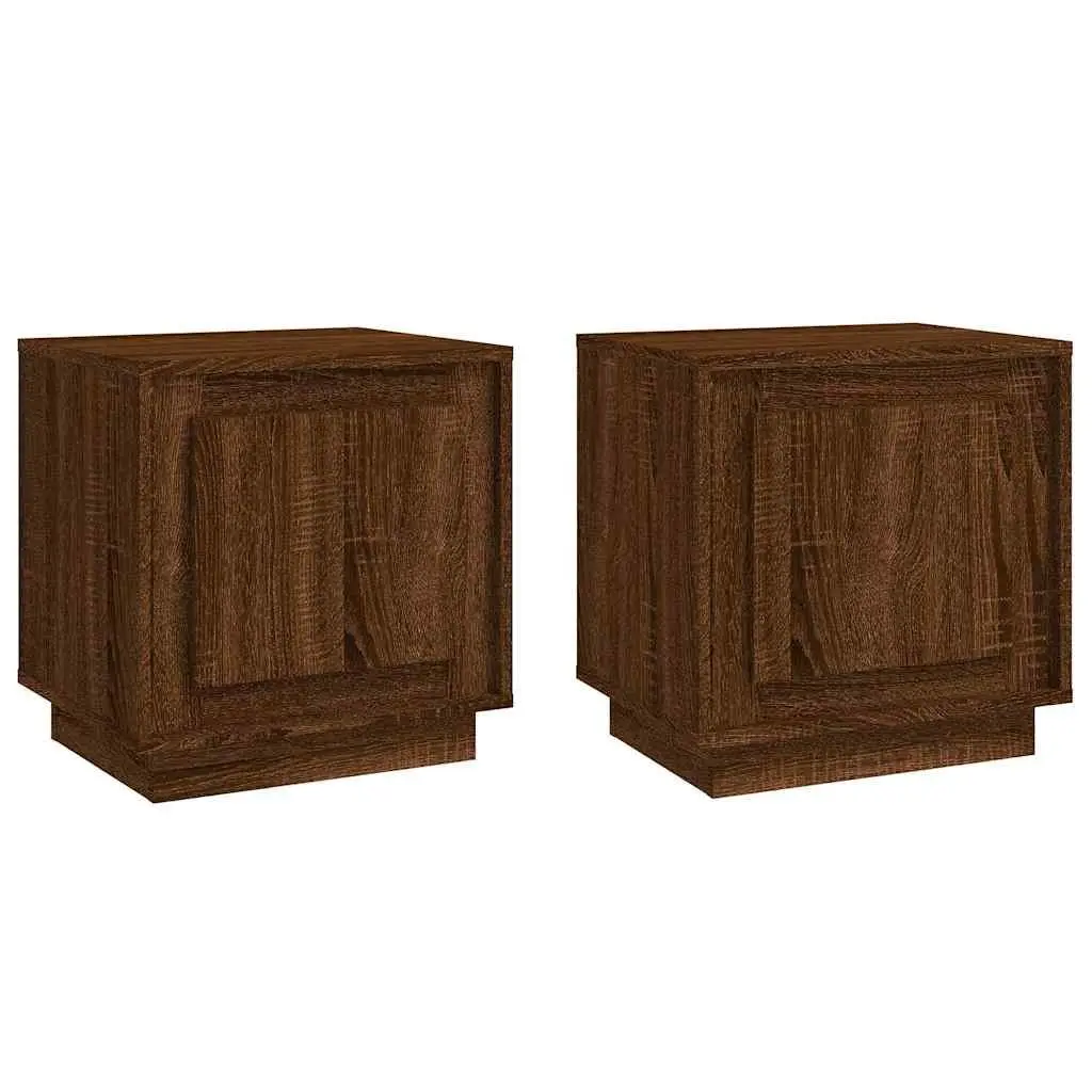 Bedside Cabinets Modern Brown Oak 44x35x45 cm Engineered Wood 2 Piece