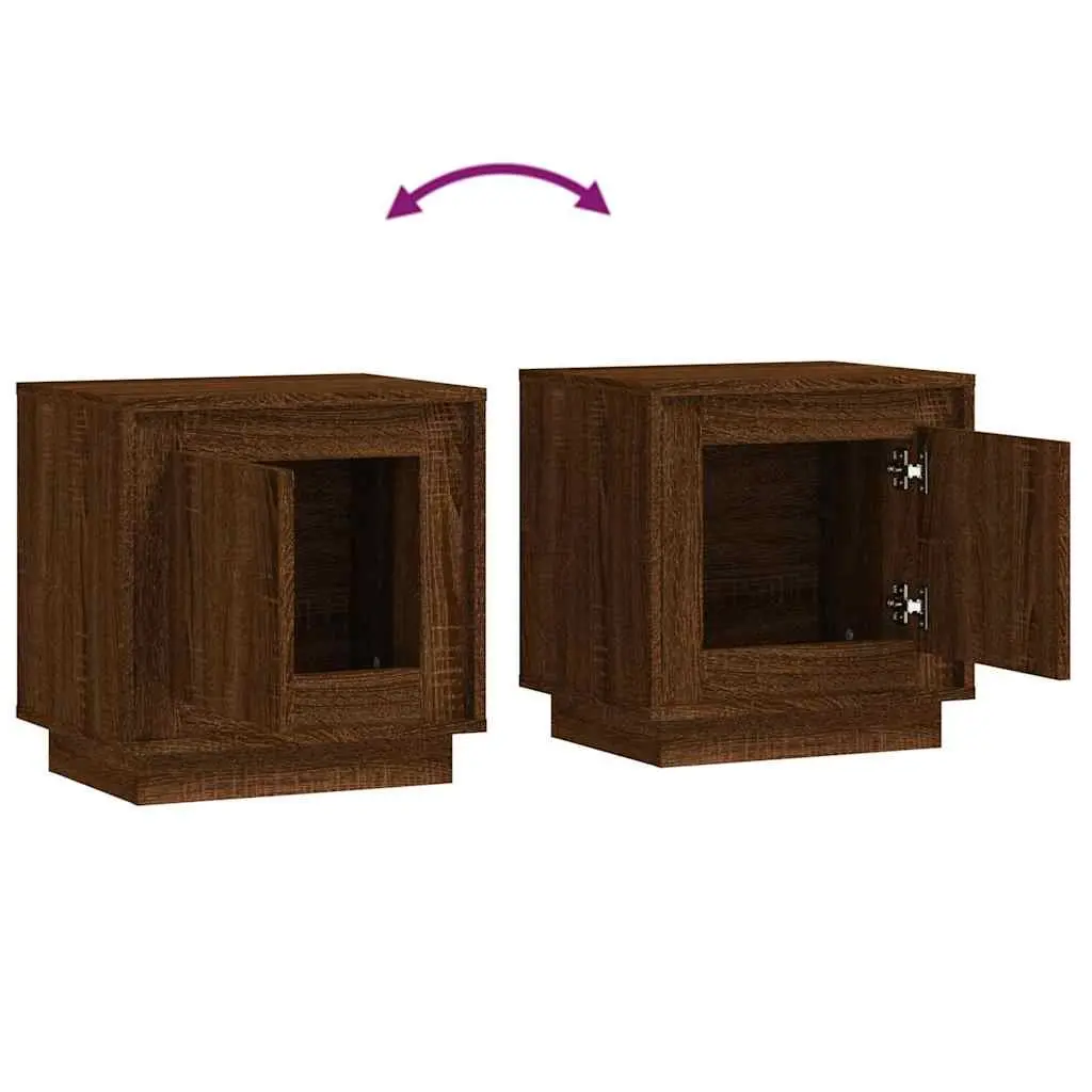Bedside Cabinets Modern Brown Oak 44x35x45 cm Engineered Wood 2 Piece