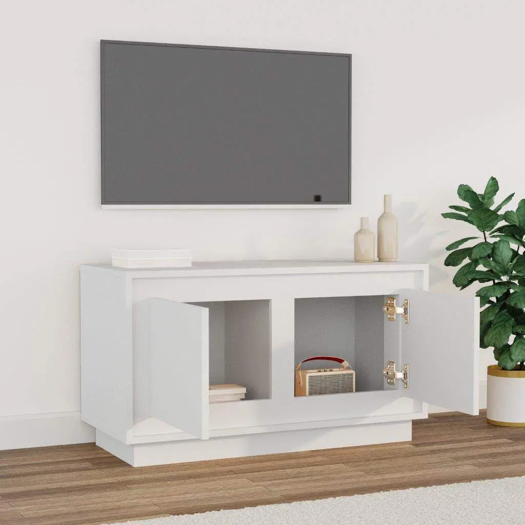 TV Cabinet White Engineered Wood 80x35x45cm Media Unit Storage Furniture