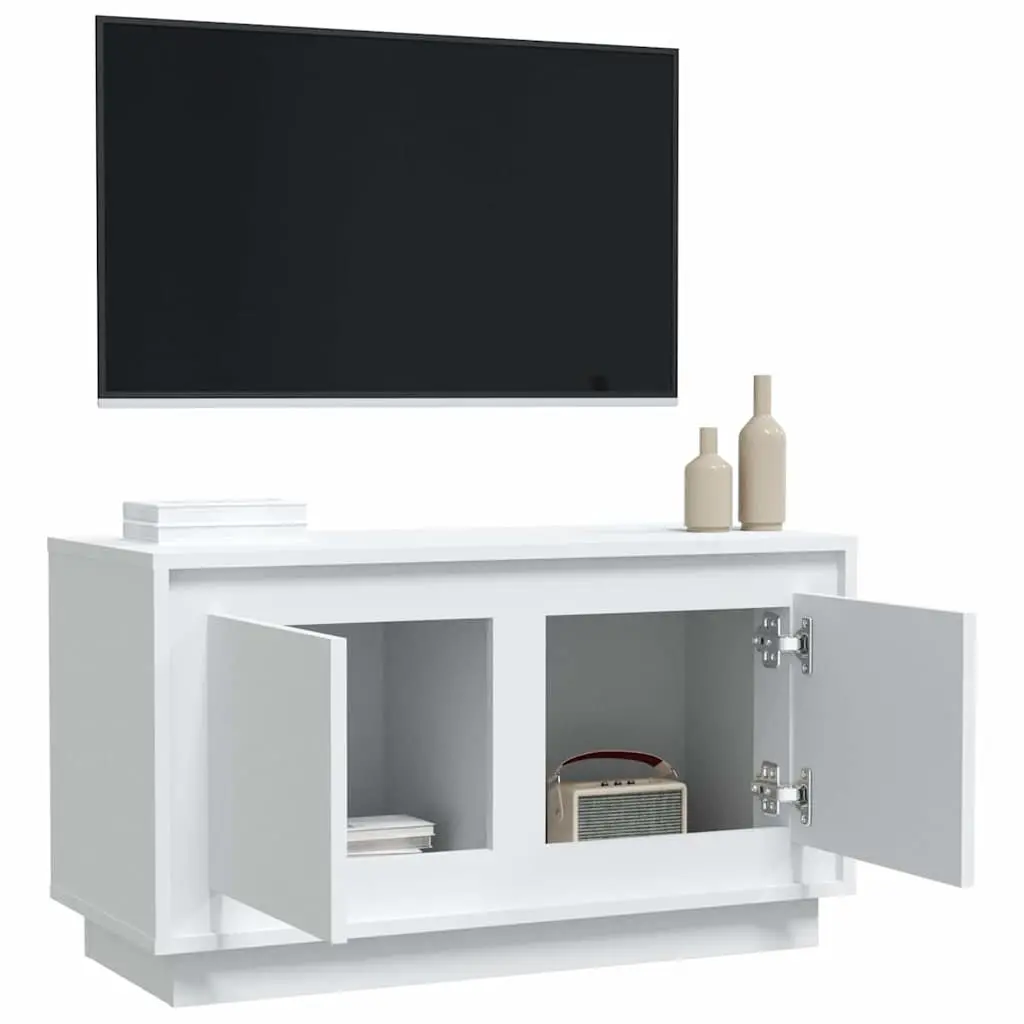 TV Cabinet White Engineered Wood 80x35x45cm Media Unit Storage Furniture