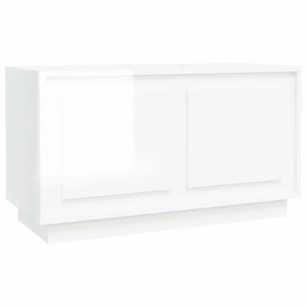 TV Cabinet High Gloss White 80cm Engineered Wood