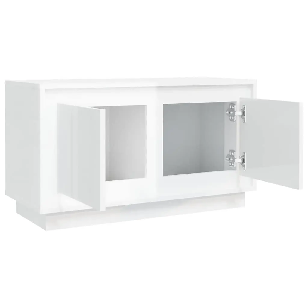 TV Cabinet High Gloss White 80cm Engineered Wood