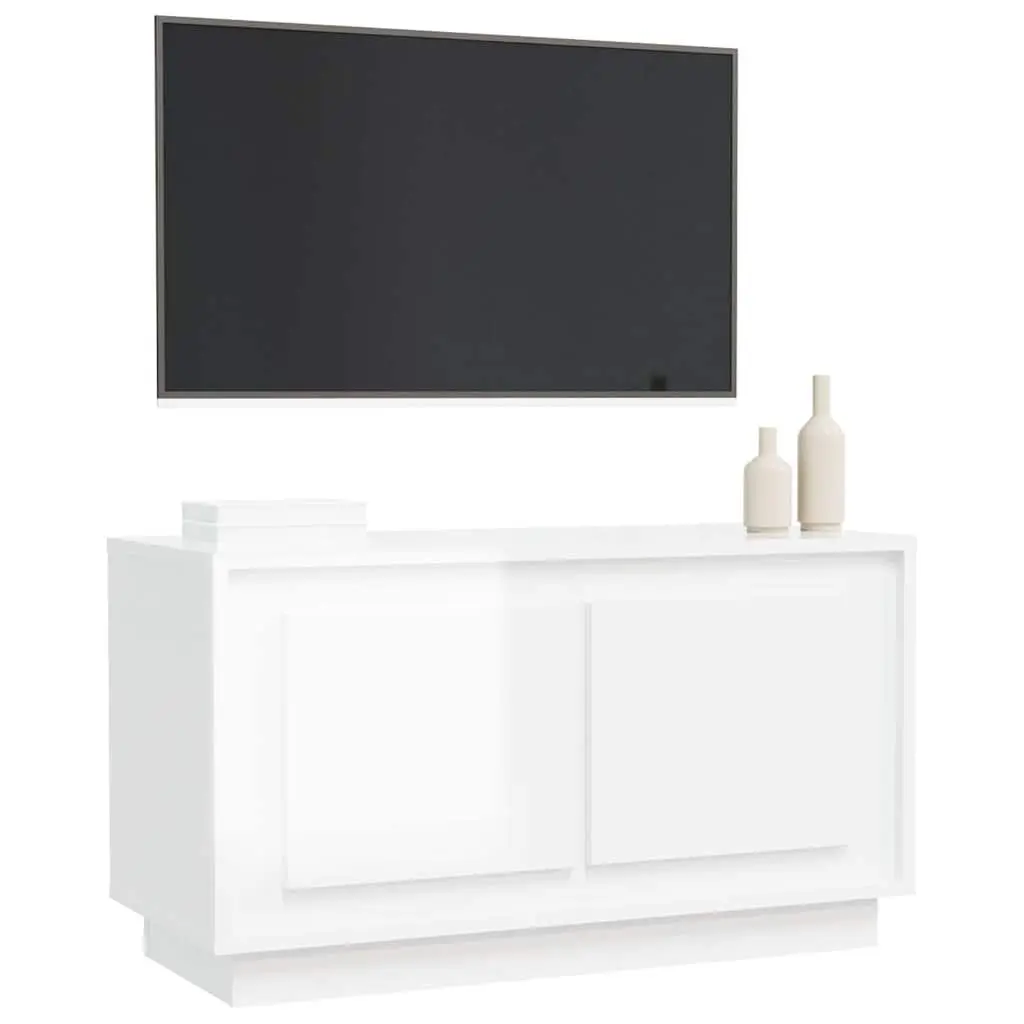 TV Cabinet High Gloss White 80cm Engineered Wood