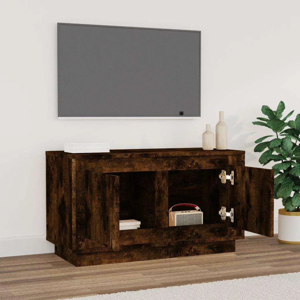 TV Cabinet Smoked Oak Brown 80x35x45cm Engineered Wood Living Room Media Storage Unit