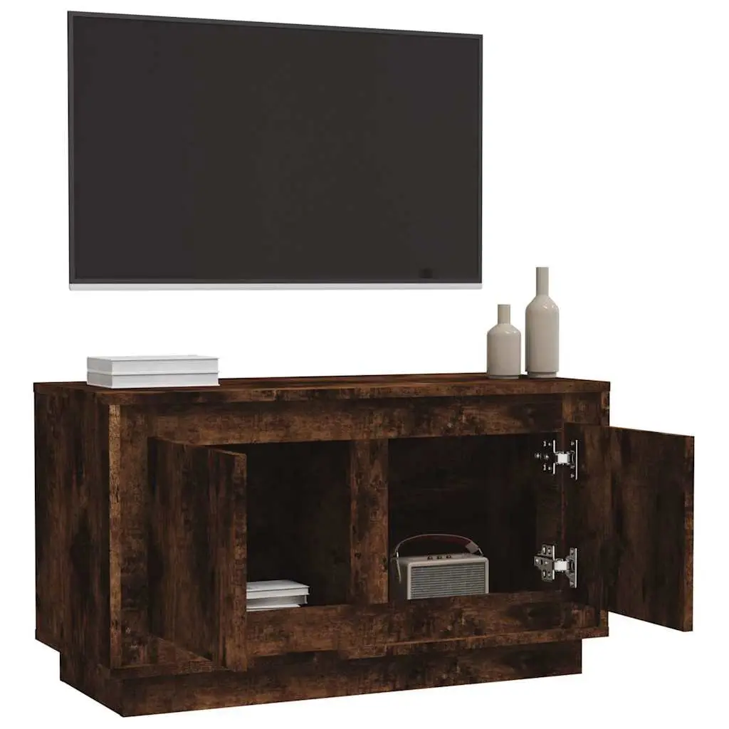TV Cabinet Smoked Oak Brown 80x35x45cm Engineered Wood Living Room Media Storage Unit