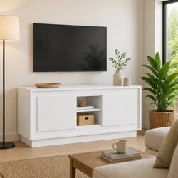 Stylish White TV Cabinet for Living Room Organization