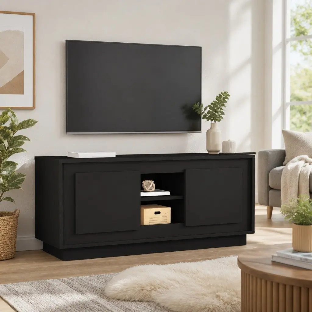 Black TV Cabinet 102x35x45 cm for Living Space