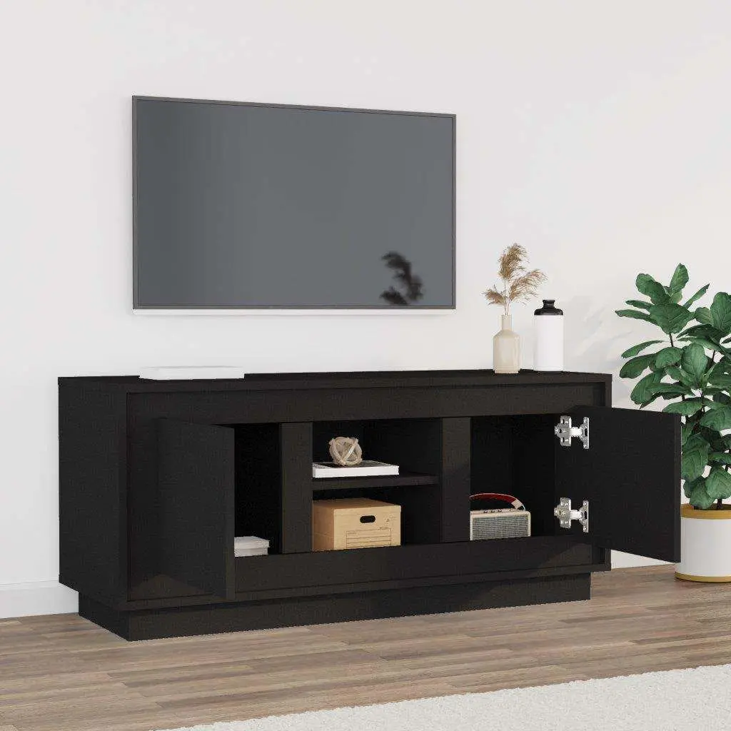 Black TV Cabinet 102x35x45 cm for Living Space