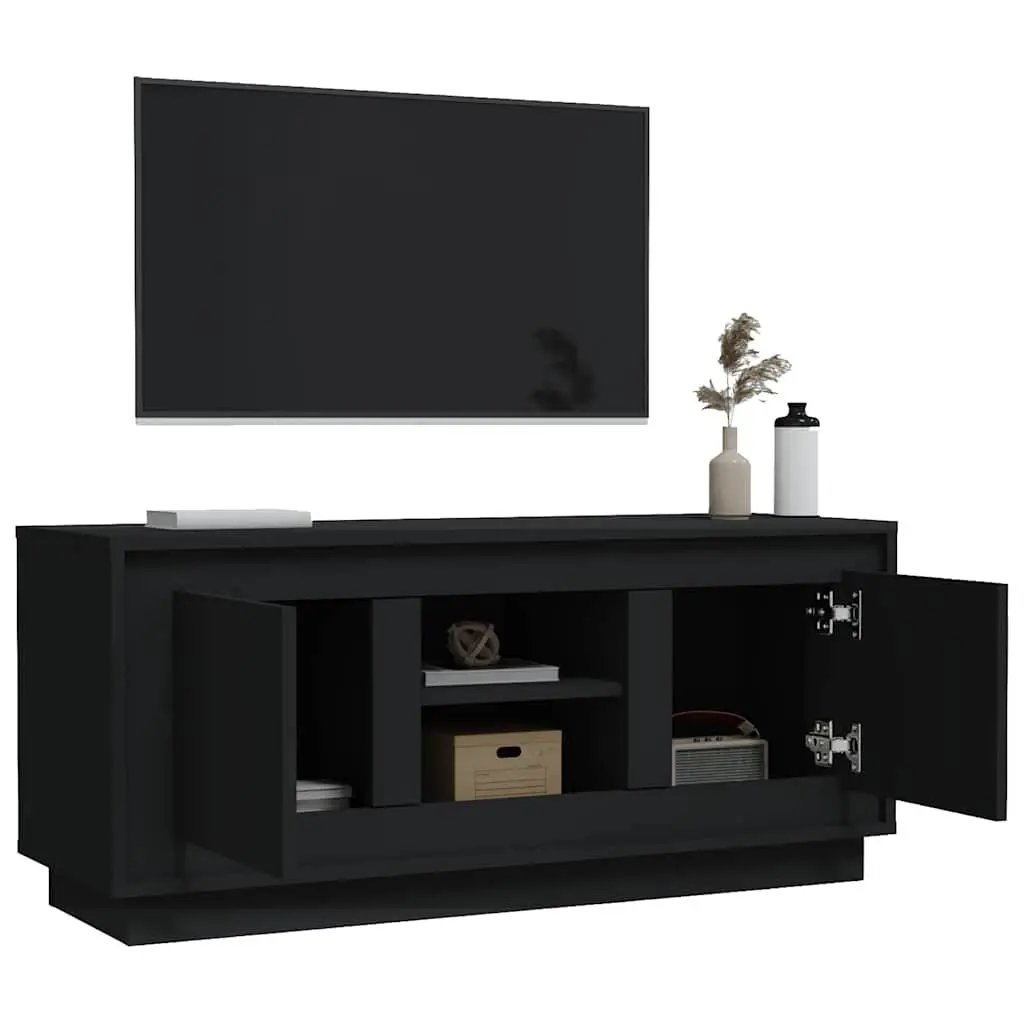 Black TV Cabinet 102x35x45 cm for Living Space