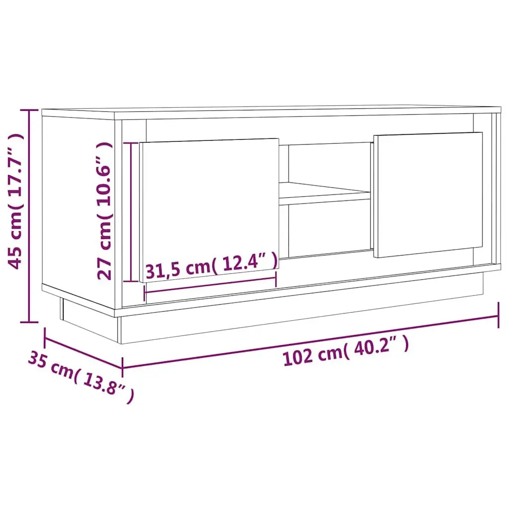 Black TV Cabinet 102x35x45 cm for Living Space