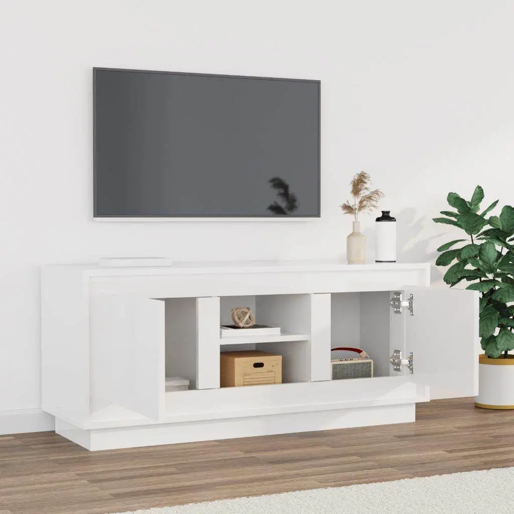 White High Gloss TV Cabinet for Living Rooms