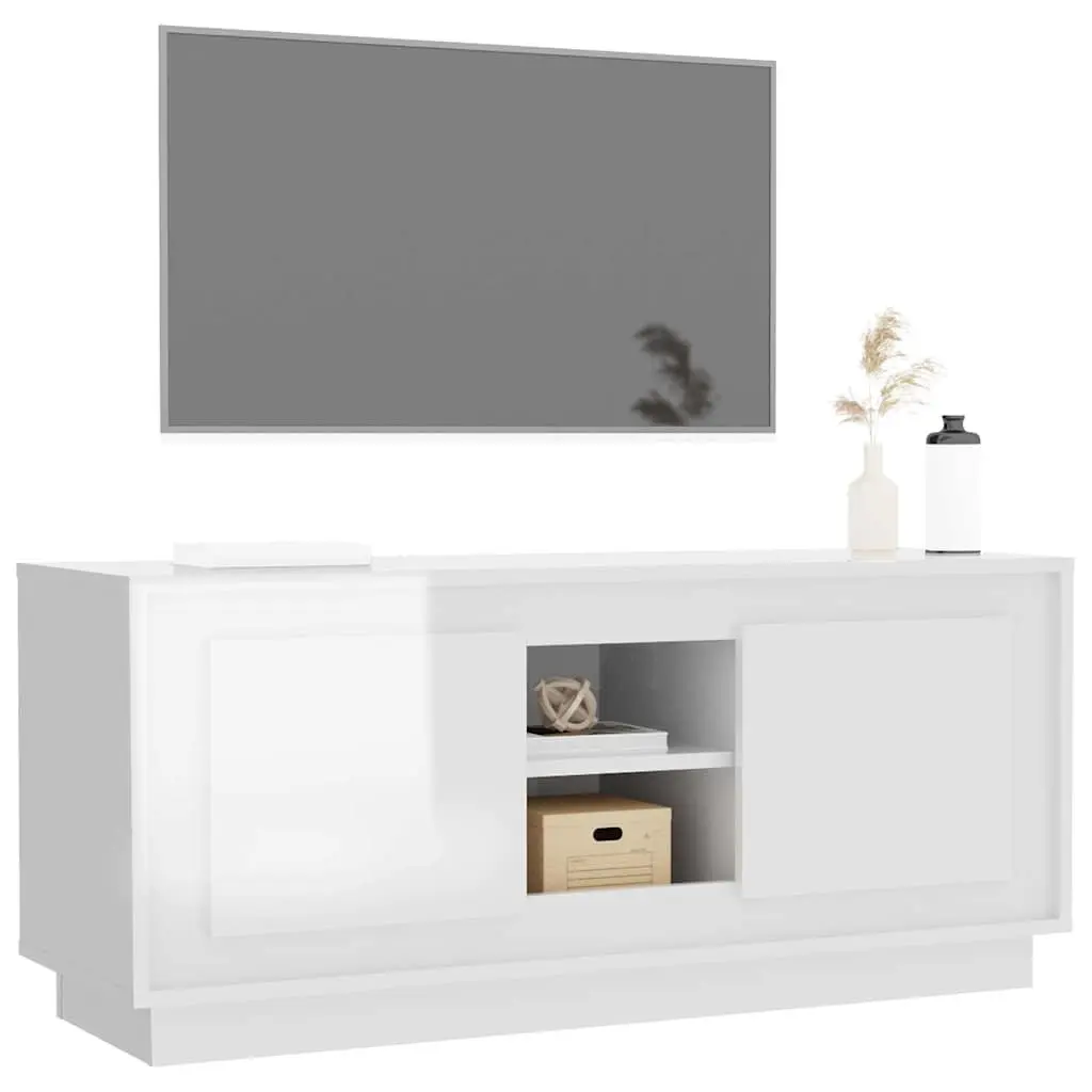 White High Gloss TV Cabinet for Living Rooms