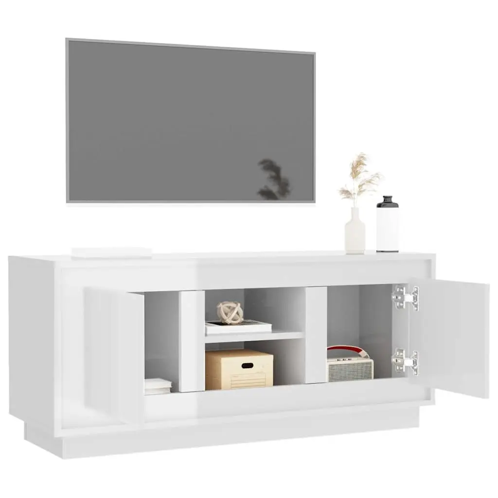 White High Gloss TV Cabinet for Living Rooms