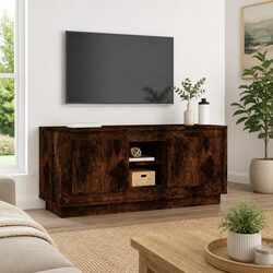 Brown Engineered Wood TV Cabinet with Storage 102x35x45cm