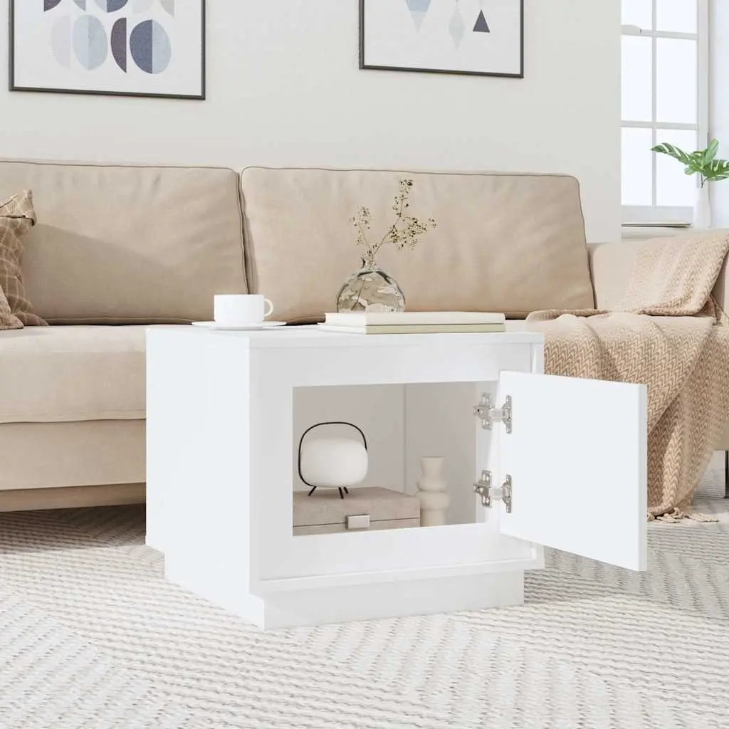 Coffee Table White Storage Cabinet 51W x 50D x 44H cm Engineered Wood