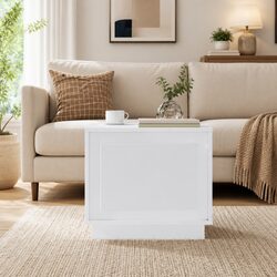Elegant White Coffee Table with Storage Compartment