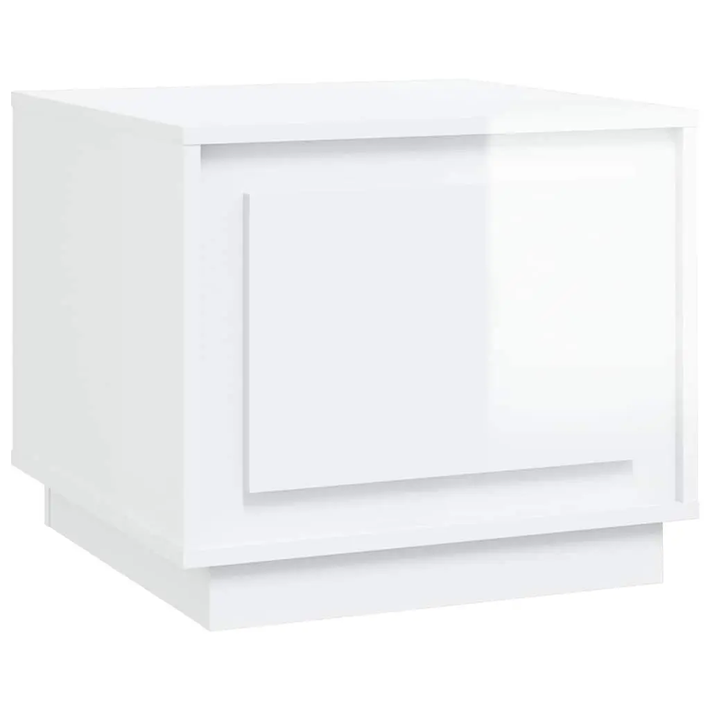 Coffee Table High Gloss White Engineered Wood Storage Cabinet 51 x 50 x 44 cm
