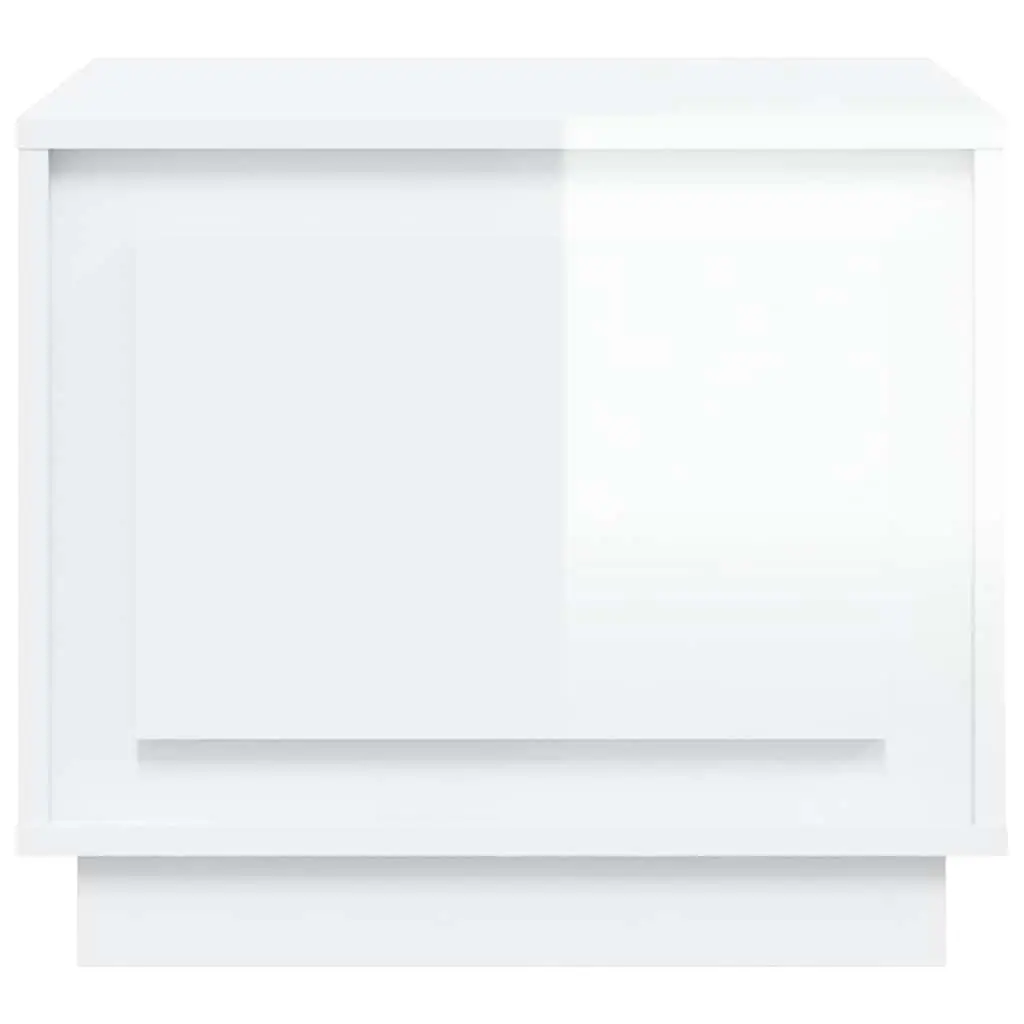 Coffee Table High Gloss White Engineered Wood Storage Cabinet 51 x 50 x 44 cm