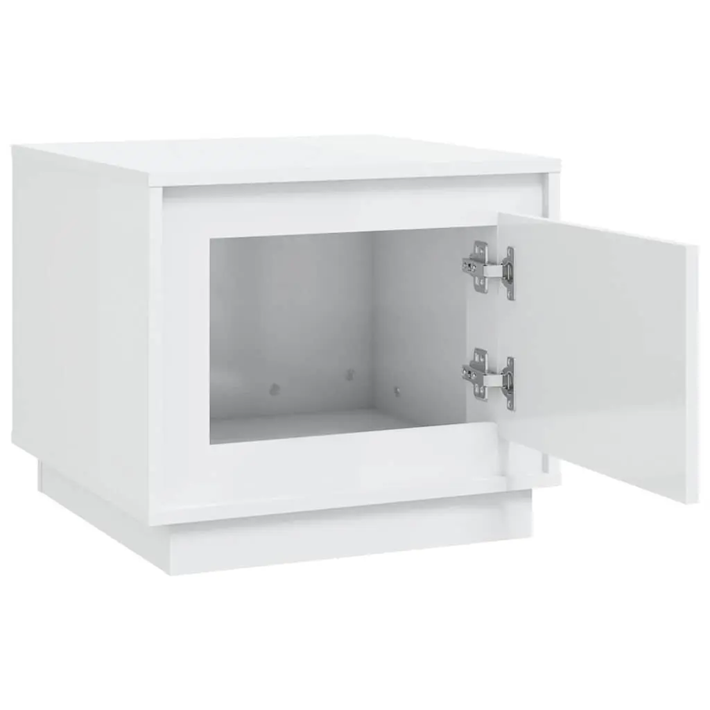 Coffee Table High Gloss White Engineered Wood Storage Cabinet 51 x 50 x 44 cm