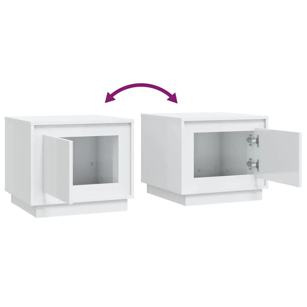 Coffee Table High Gloss White Engineered Wood Storage Cabinet 51 x 50 x 44 cm