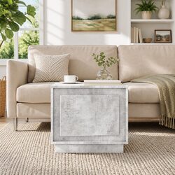 Grey Engineered Wood Coffee Table with Storage