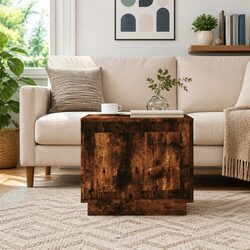 Smoked Oak Coffee Table with Storage Door