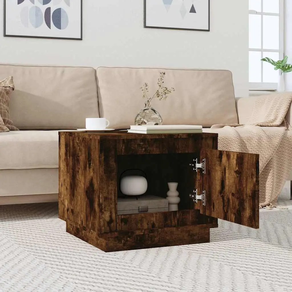 Coffee Table Smoked Oak 51 x 50 x 44 cm Engineered Wood with Storage Door
