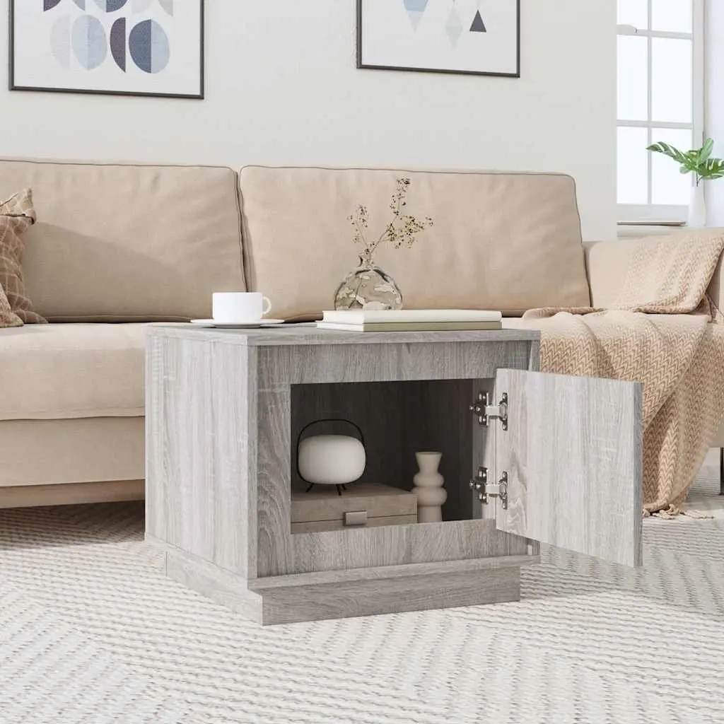 Grey Engineered Wood Coffee Table Storage Cabinet 51L x 50W x 44H cm Modern Living Room Furniture