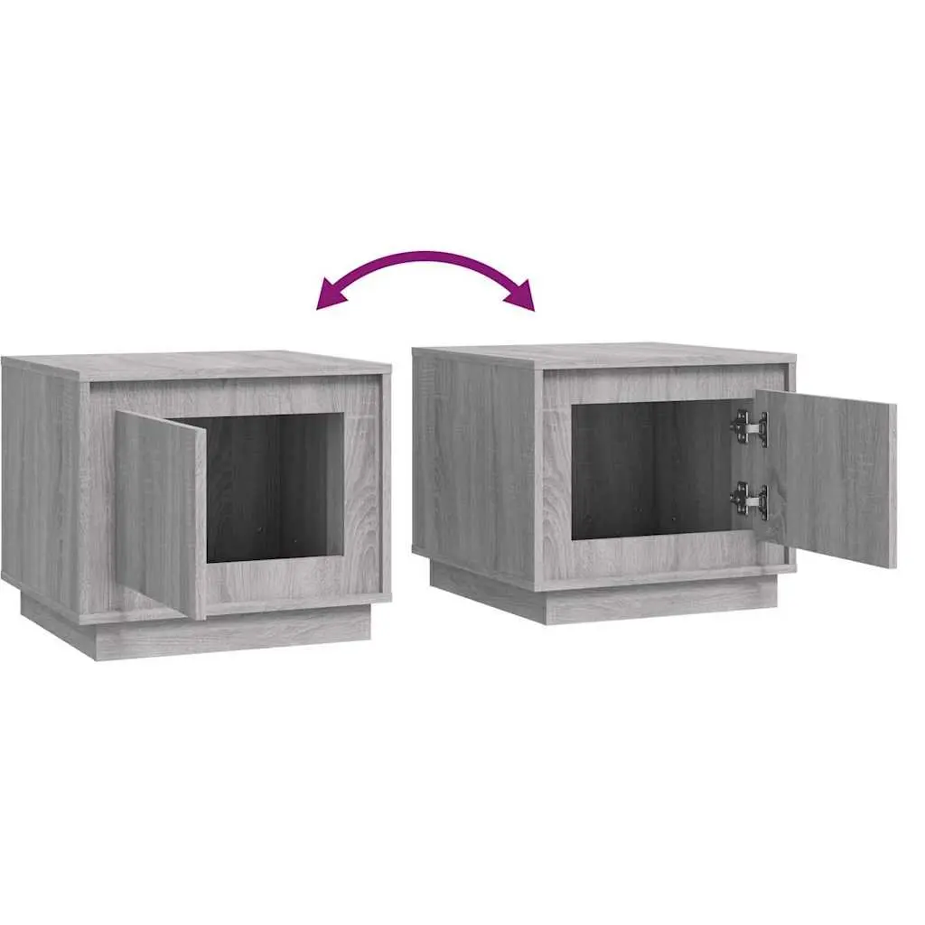 Grey Engineered Wood Coffee Table Storage Cabinet 51L x 50W x 44H cm Modern Living Room Furniture