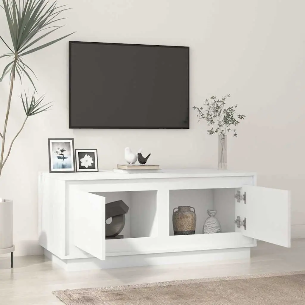 White Coffee Table with Storage 102x50x44 cm