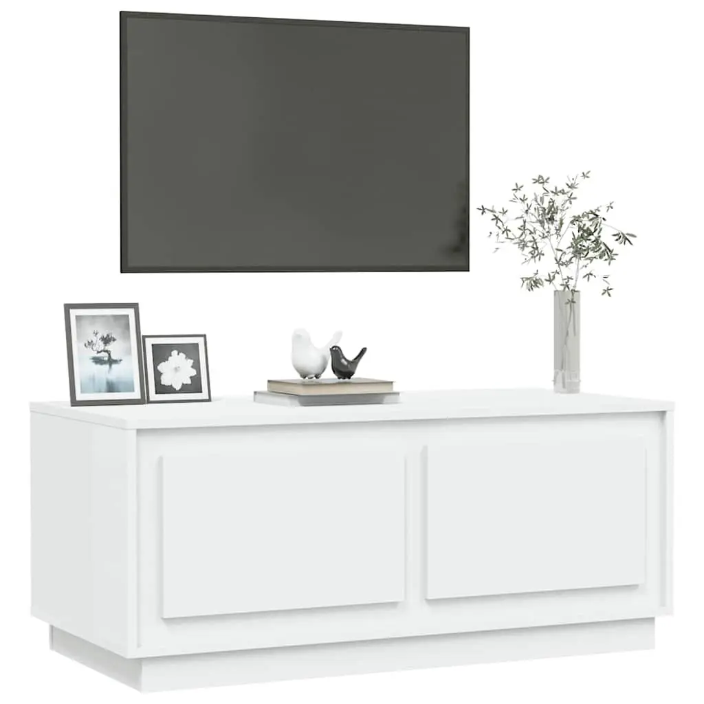White Coffee Table with Storage 102x50x44 cm