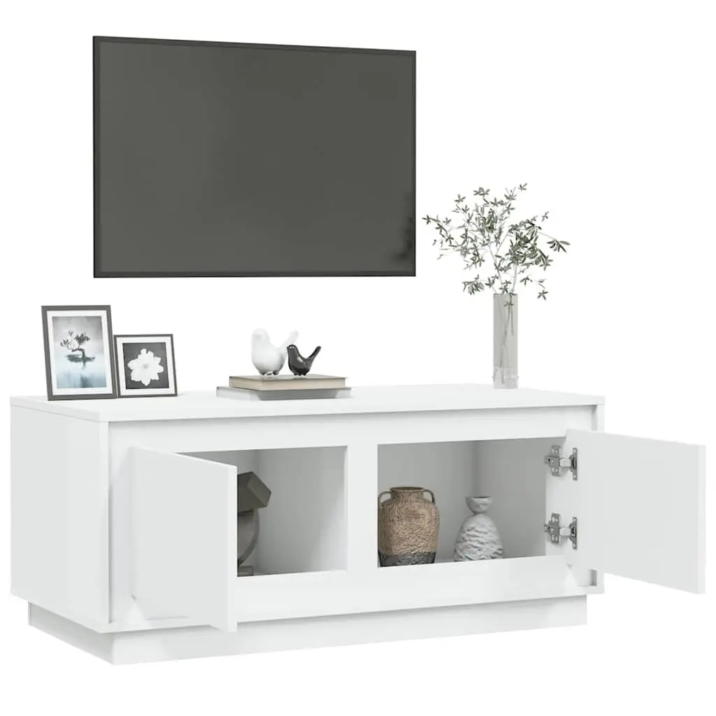 White Coffee Table with Storage 102x50x44 cm
