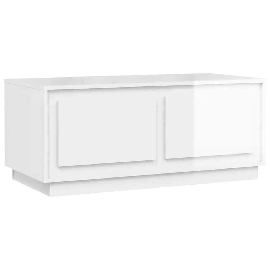 High Gloss White Coffee Table with Storage Compartment