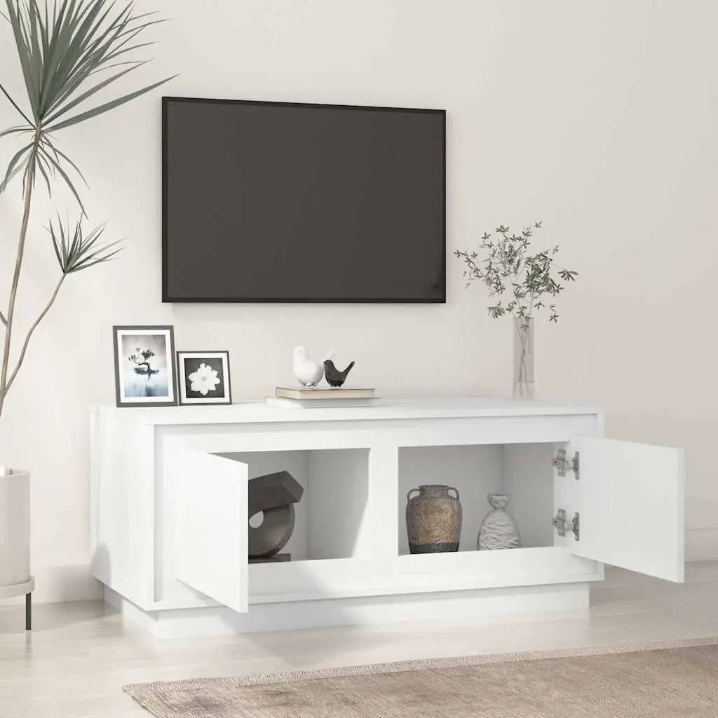 High Gloss White Coffee Table with Storage Compartment