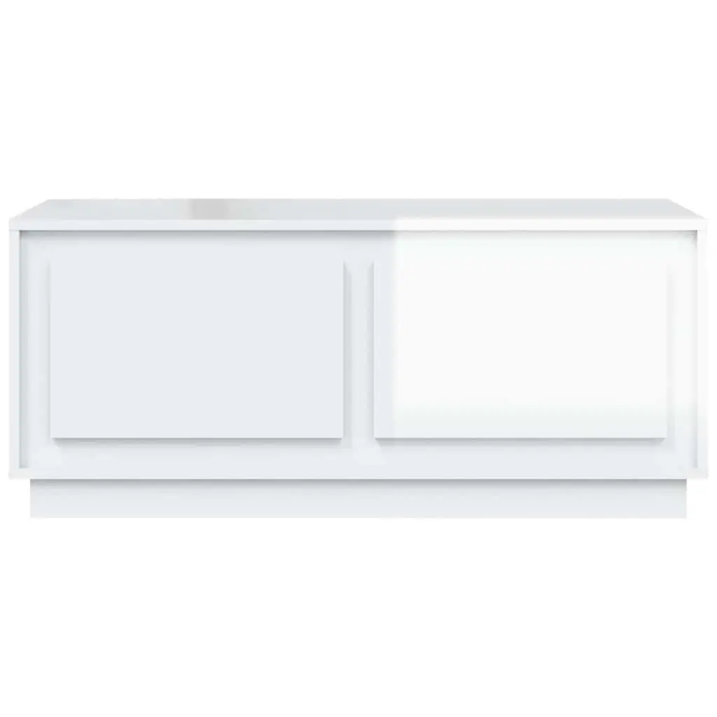 High Gloss White Coffee Table with Storage Compartment