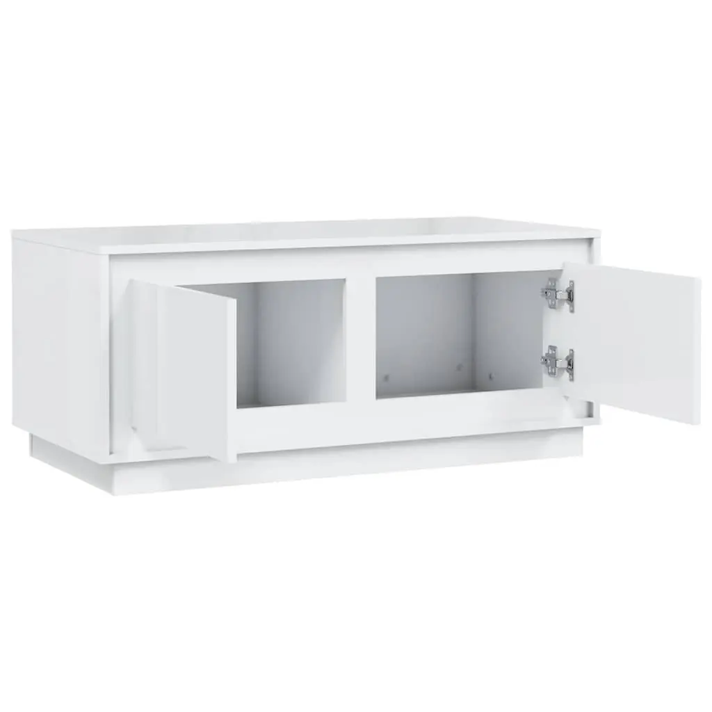High Gloss White Coffee Table with Storage Compartment