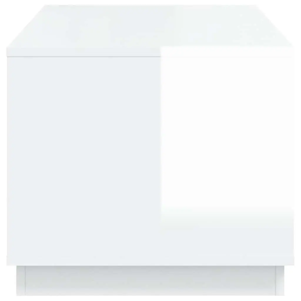 High Gloss White Coffee Table with Storage Compartment